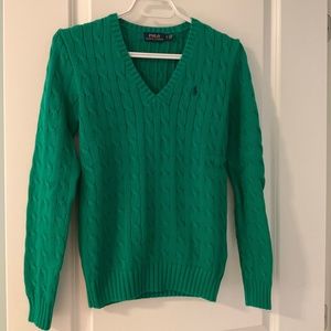 Small Ralph, Lauren polo V-neck cable sweater